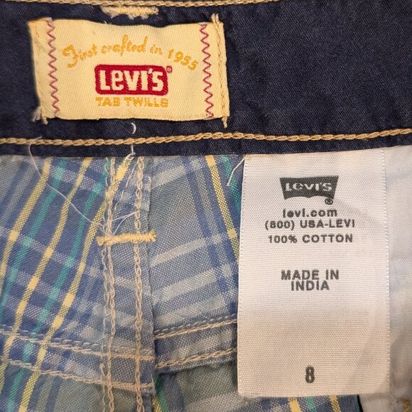 Levi's Plaid Blue and Gray Shorts Size 8 - Picture 12 of 14